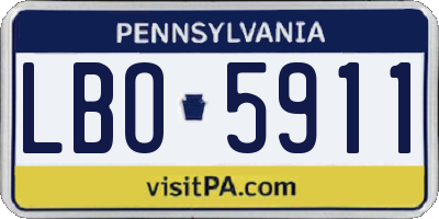 PA license plate LBO5911