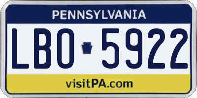 PA license plate LBO5922