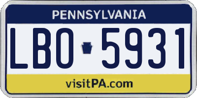 PA license plate LBO5931