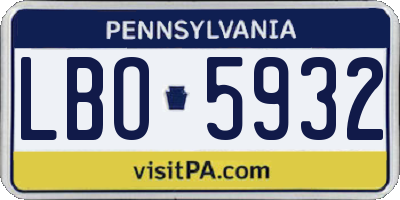 PA license plate LBO5932