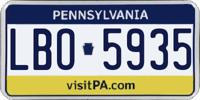 PA license plate LBO5935