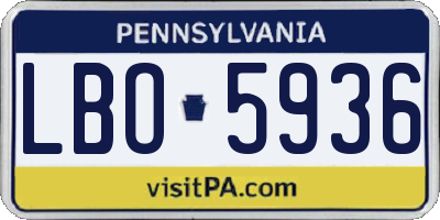 PA license plate LBO5936