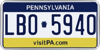 PA license plate LBO5940