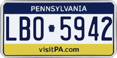 PA license plate LBO5942