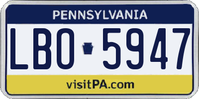 PA license plate LBO5947
