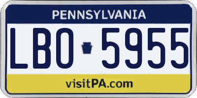 PA license plate LBO5955