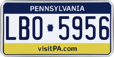PA license plate LBO5956
