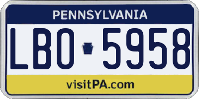 PA license plate LBO5958