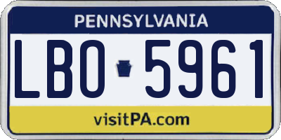 PA license plate LBO5961