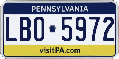 PA license plate LBO5972