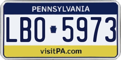 PA license plate LBO5973