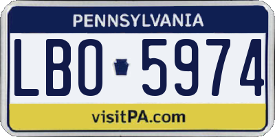 PA license plate LBO5974