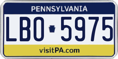 PA license plate LBO5975