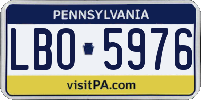 PA license plate LBO5976