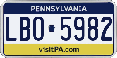 PA license plate LBO5982