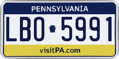 PA license plate LBO5991