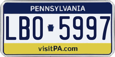 PA license plate LBO5997