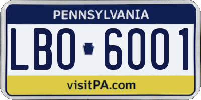 PA license plate LBO6001