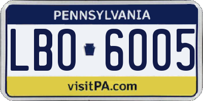 PA license plate LBO6005