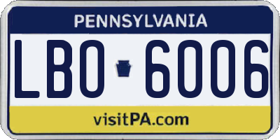 PA license plate LBO6006