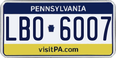 PA license plate LBO6007