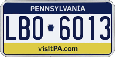 PA license plate LBO6013