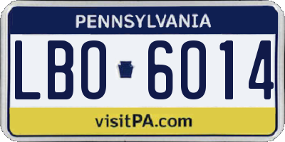 PA license plate LBO6014