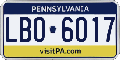 PA license plate LBO6017