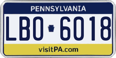 PA license plate LBO6018
