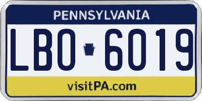 PA license plate LBO6019