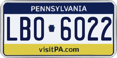PA license plate LBO6022
