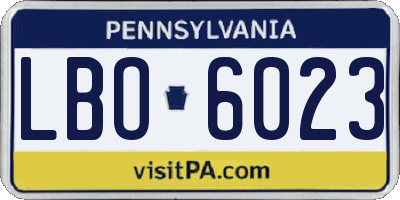 PA license plate LBO6023