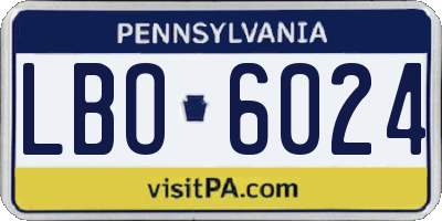 PA license plate LBO6024