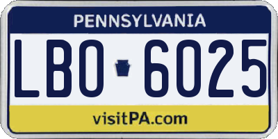PA license plate LBO6025