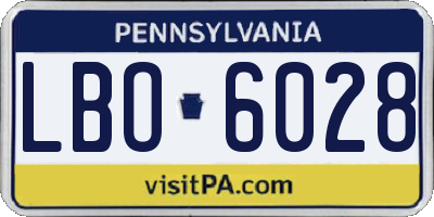 PA license plate LBO6028