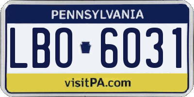 PA license plate LBO6031