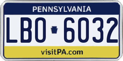 PA license plate LBO6032
