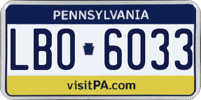 PA license plate LBO6033