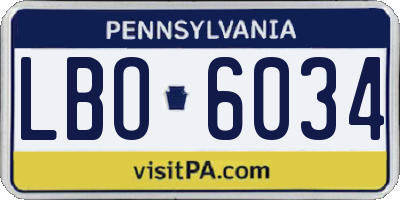PA license plate LBO6034