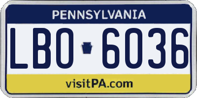 PA license plate LBO6036