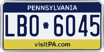 PA license plate LBO6045