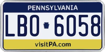 PA license plate LBO6058