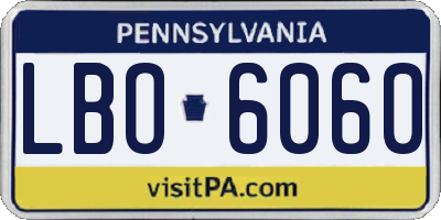 PA license plate LBO6060