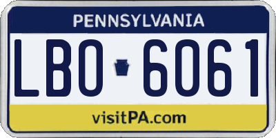 PA license plate LBO6061