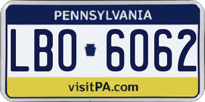 PA license plate LBO6062