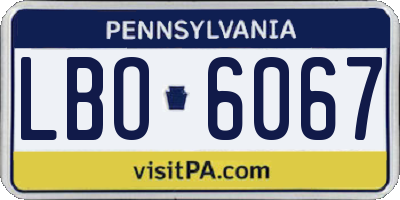 PA license plate LBO6067