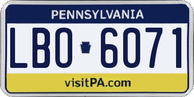 PA license plate LBO6071