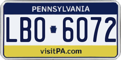 PA license plate LBO6072
