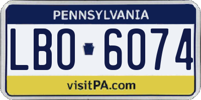 PA license plate LBO6074