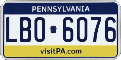 PA license plate LBO6076